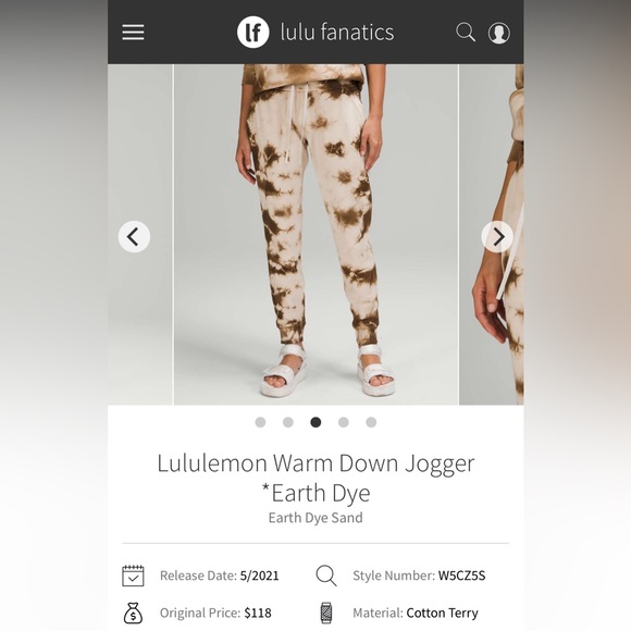 Lululemon Warm Down Jogger *Earth Dye
Earth Dye Sand | Size 4 - Picture 2 of 7